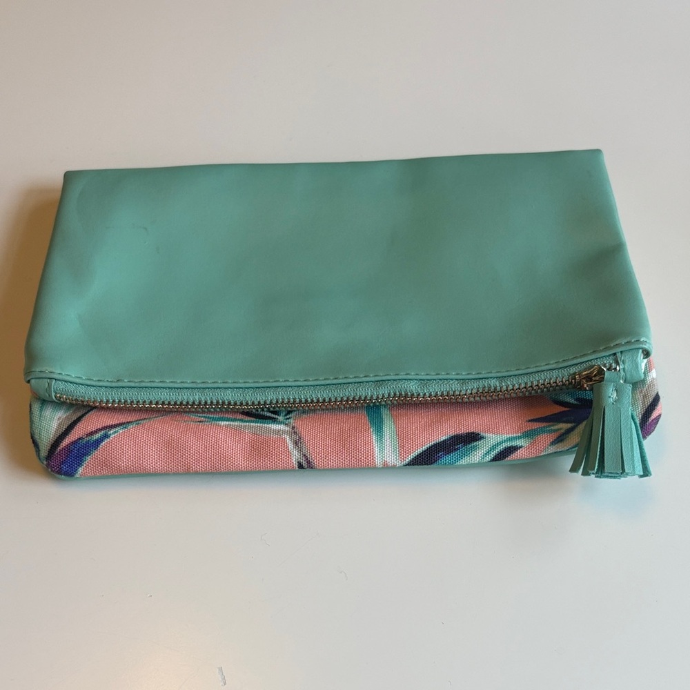 Teal and Pink Women's Clutch